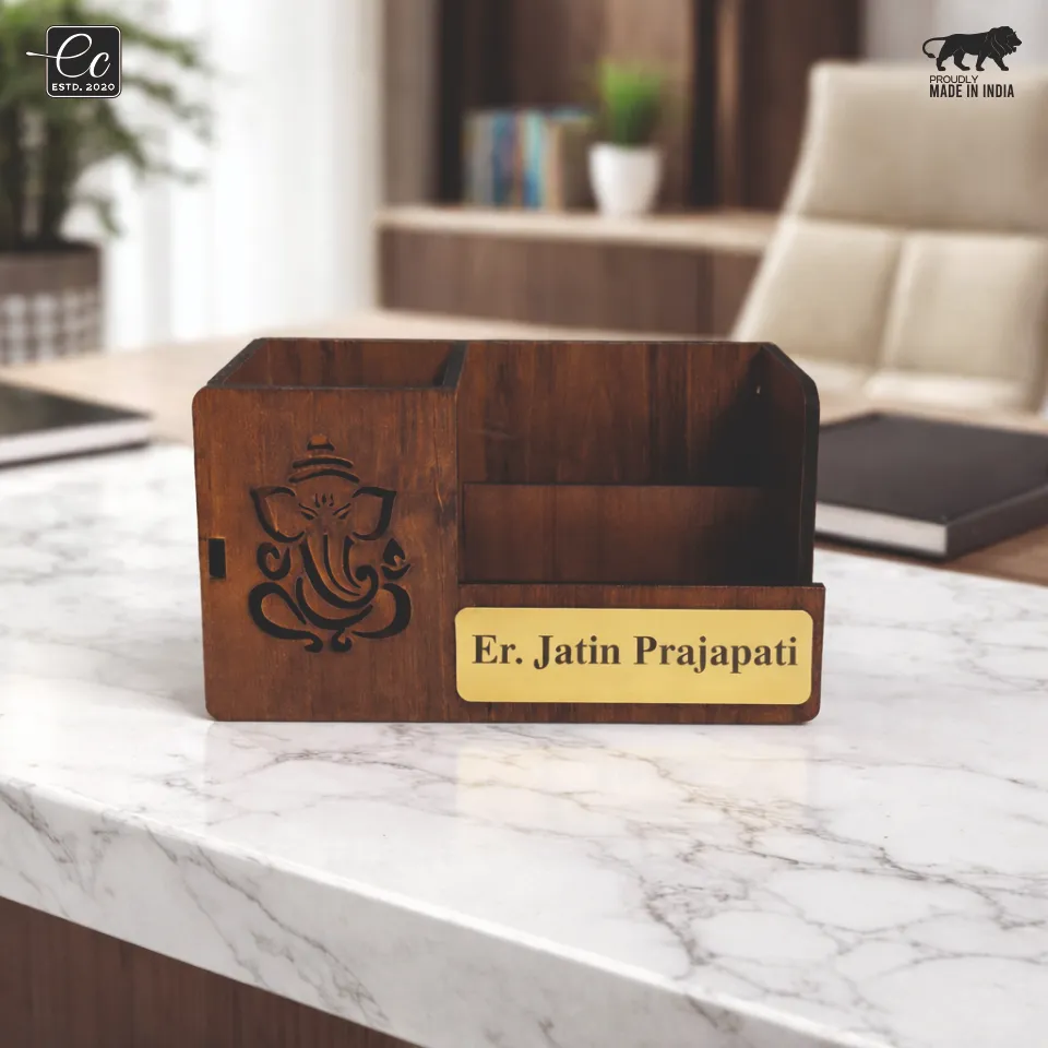 Premium Ganesh Design Desk Organizer – Elegant Utility with Spiritual Touch